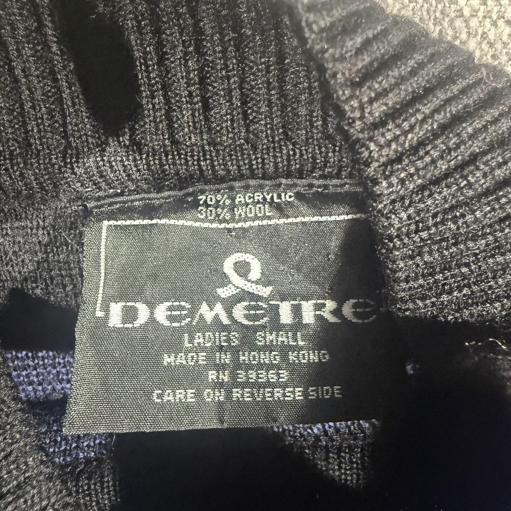 Vintage Demetre Sweater Womens Small Multicolor Geometric Mock Neck 80s Ski Knit - Picture 2 of 6